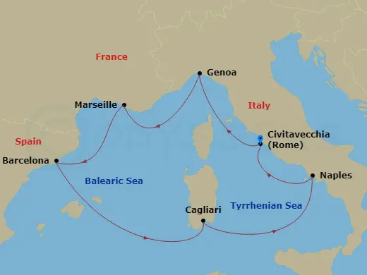 8 أيام سحرية: كروز إسبانيا وإيطاليا وفرنسا على متن Costa Toscana | اكتشف كنوز البحر المتوسط